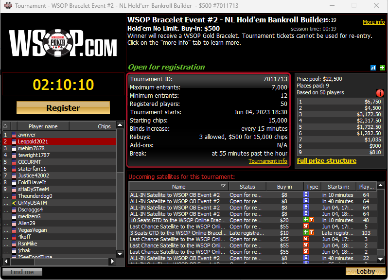 WSOP Online Bracelet Event #2: $500 No Limit Hold'em Bankroll Builder Begins at 3:30 p.m. - Vimarsana News