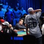 Chris Klodnick watches as Scott Montgomery calls his all-in