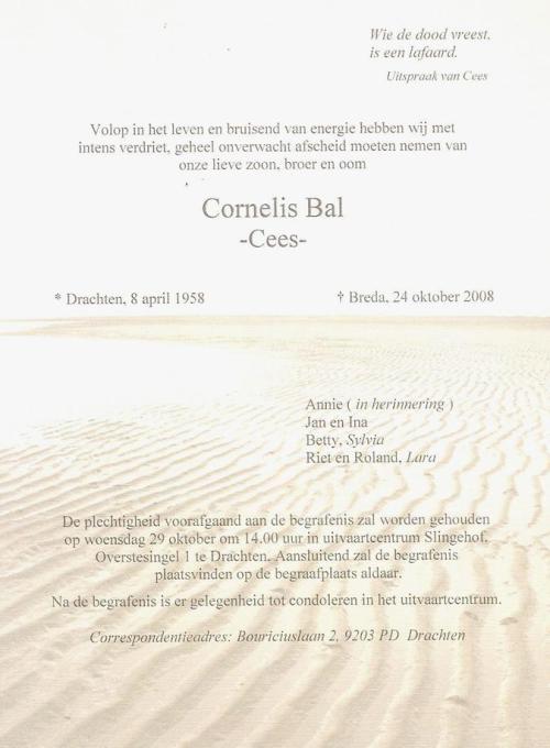 In Memoriam: Cees Bal 102