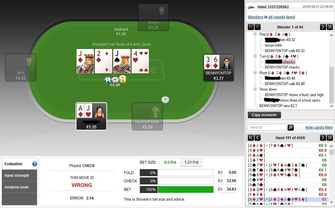 Poker Snowie : Coaching, intelligence artificielle et stratégie optimale 106