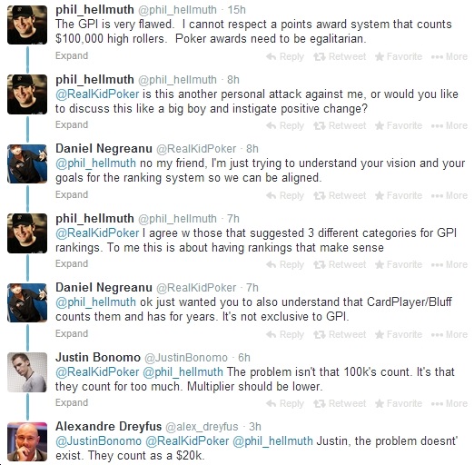 Phillas Hellmuthas ir Danielis Negreanu susiginčijo dėl GPI reitingavimo sistemos 101