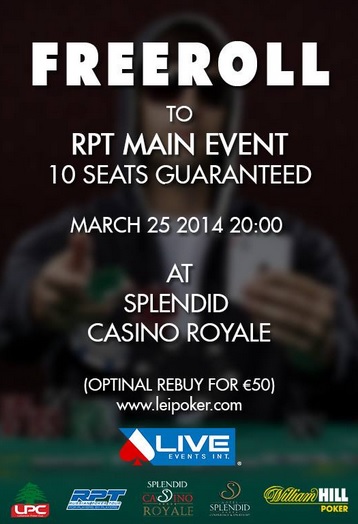 Veliki Freeroll Turnir sa Garantovanih 10 Mesta za RPT u Splendidu 25. Marta 101