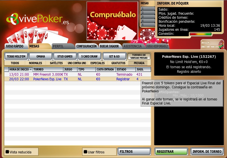 Hoy a las 22:00 juega el freeroll de bienvenida en VivePoker 101