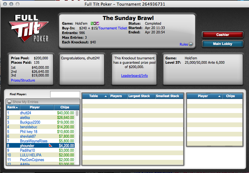 Palma, Phounder e 07Papi Faturam na Full Tilt Poker 101