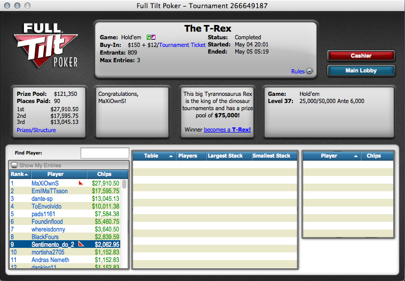Noite de Sonho na Full Tilt Poker: 0,000 a Caminho de Portugal 103