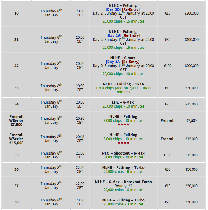 Winamax Series 11 & Bónus Reload: 4 a 15 de Janeiro na Winamax Poker 105