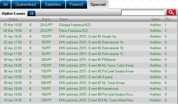 EMV 2015 satelliidid OlyBet pokkeritoas 101