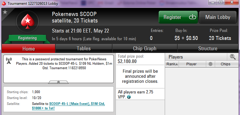 Spring Championship of Online Poker (SCOOP) eripakkumised 102