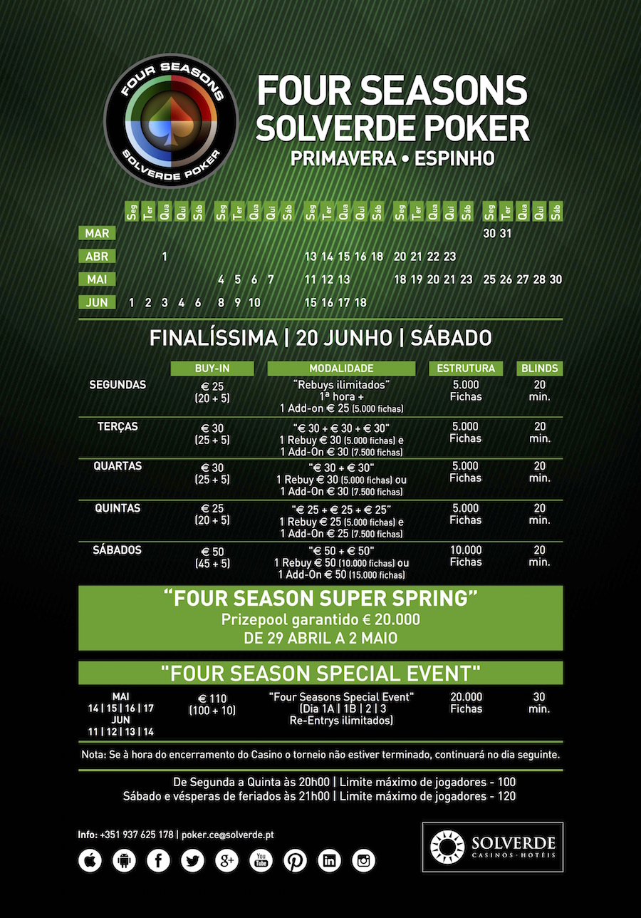 Four Seasons Special Event, 11 a 14 Junho no Casino de Espinho 101