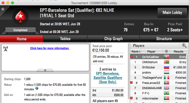 José Quintas Conquista Entrada no EPT Barcelona 101