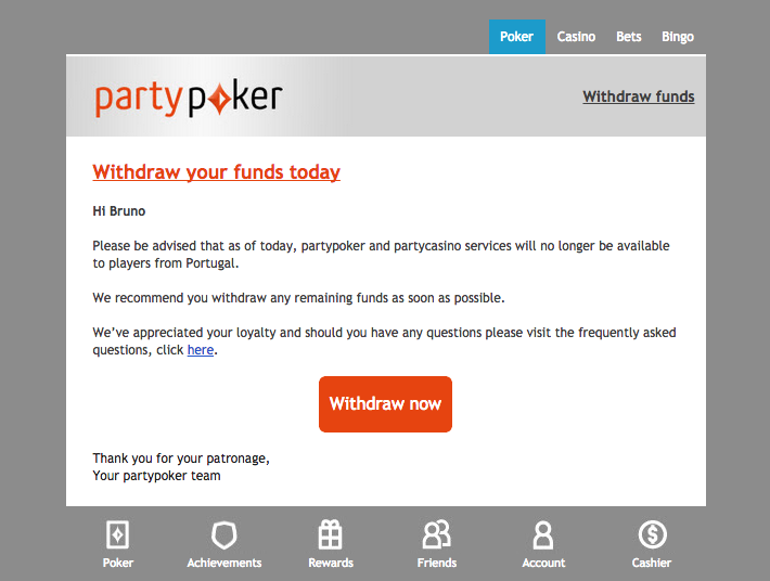 Partypoker e Partycasino Cessam Hoje a sua Actividade em Portugal 101
