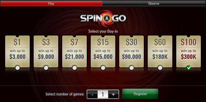 PokerStars lisas Spin & Go valikusse 0 sisseostuga turniirid 101