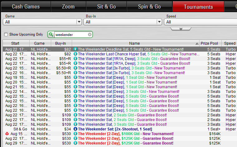 PokerStarsis nüüd nädalavahetusel kahepäevane turniir "The Weekender" 101