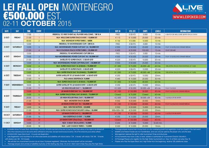 Lei Fall Open Poker Festival sa €500,000 GTD od 2. do 11. Oktobra u Crnoj Gori 101