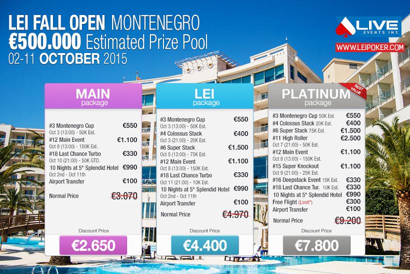 Lei Fall Open Poker Festival sa €500,000 GTD od 2. do 11. Oktobra u Crnoj Gori 102