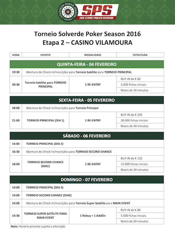 Solverde Poker Season 2016 - Calendário Etapa #2 & Satélite 101