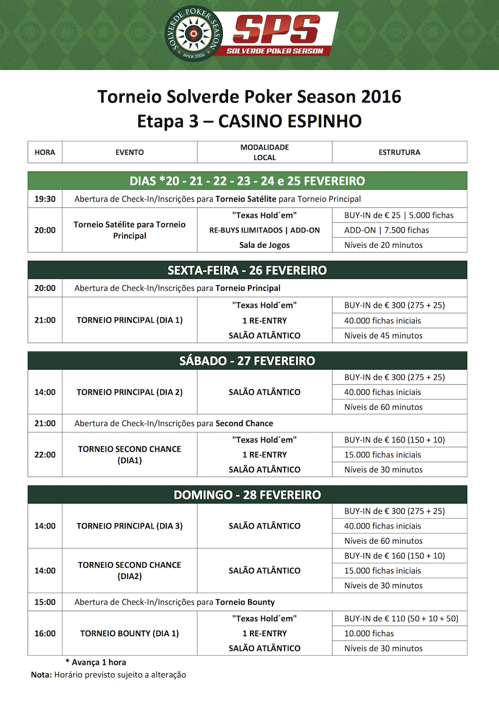 Etapa 3 Solverde Poker Season '16 Arranca Hoje às 21:00 em Espinho 101