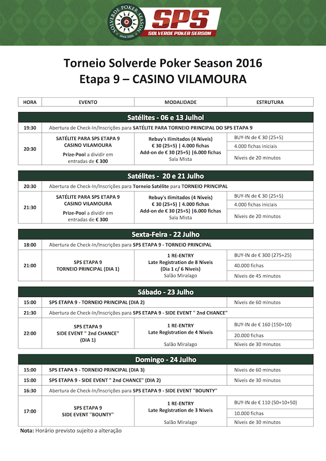 Etapa 9 Solverde Poker Season 2016: Satélites e Programação 101