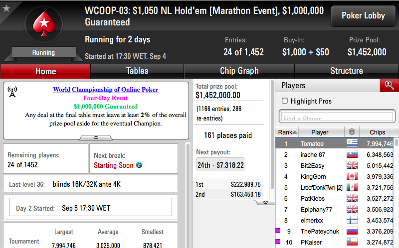 Holdem ro wcoop satellite