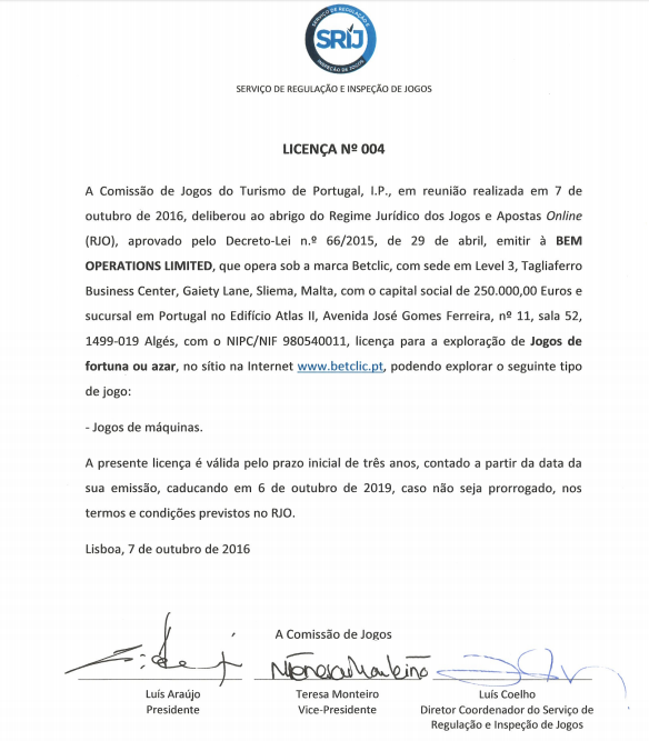Betclic Recebe 4ª Licença para Exploração de Jogos de Fortuna ou Azar 101