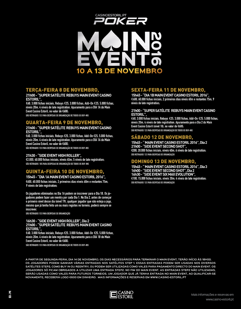 Satélites Main Event Casino Estoril 3 a 6 de Novembro 101