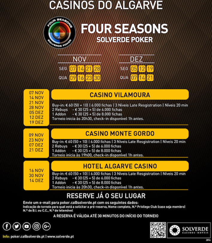 Calendário Semanal Four Seasons Solverde Poker (7 a 12 Nov.) 102
