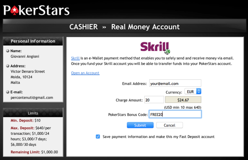 Pokerstars mobile cashier service