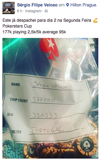 EPT Praga: Sérgio Veloso no Dia 2 da PokerStars Cup, Já ITM! 101