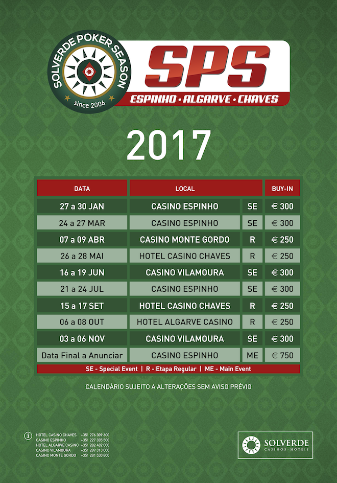 Calendário Solverde Poker Season 2017 101