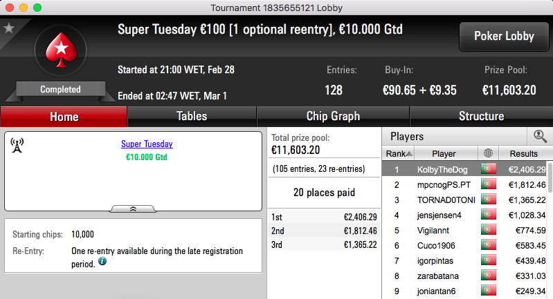 allenNN.KP Vence Super Tuesday Warm-Up €50 e Hot BigStack Turbo €50! 103