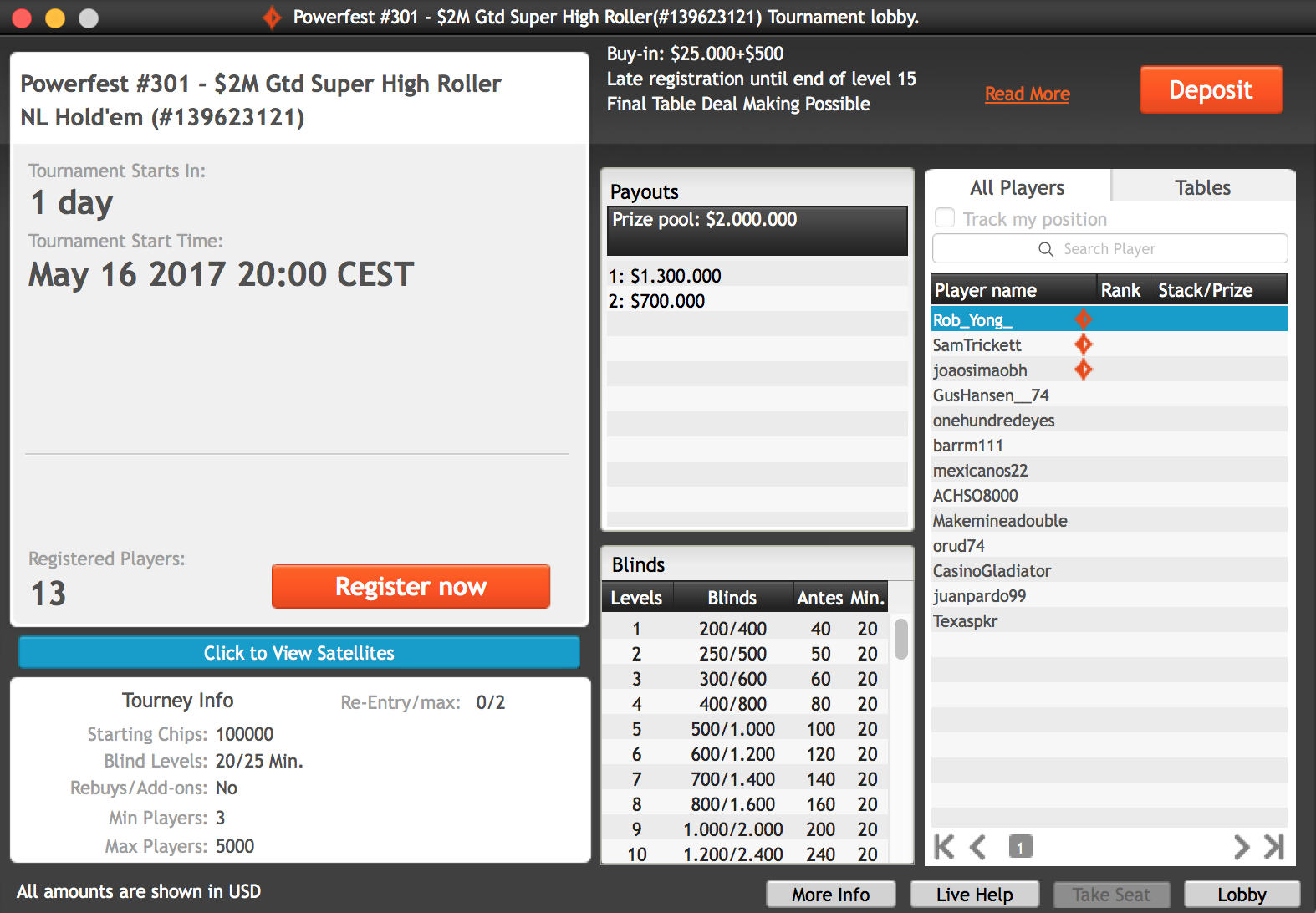 Million Powerfest Super High Roller Targets to Raise 0K for Charity 101