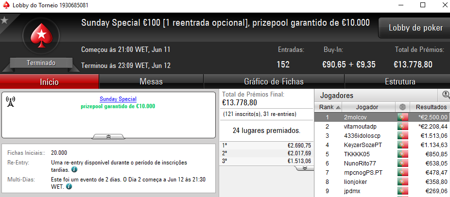 2molcov Vence Sunday Special; fabio ili ol Conquista Sunday Storm & Mais 101