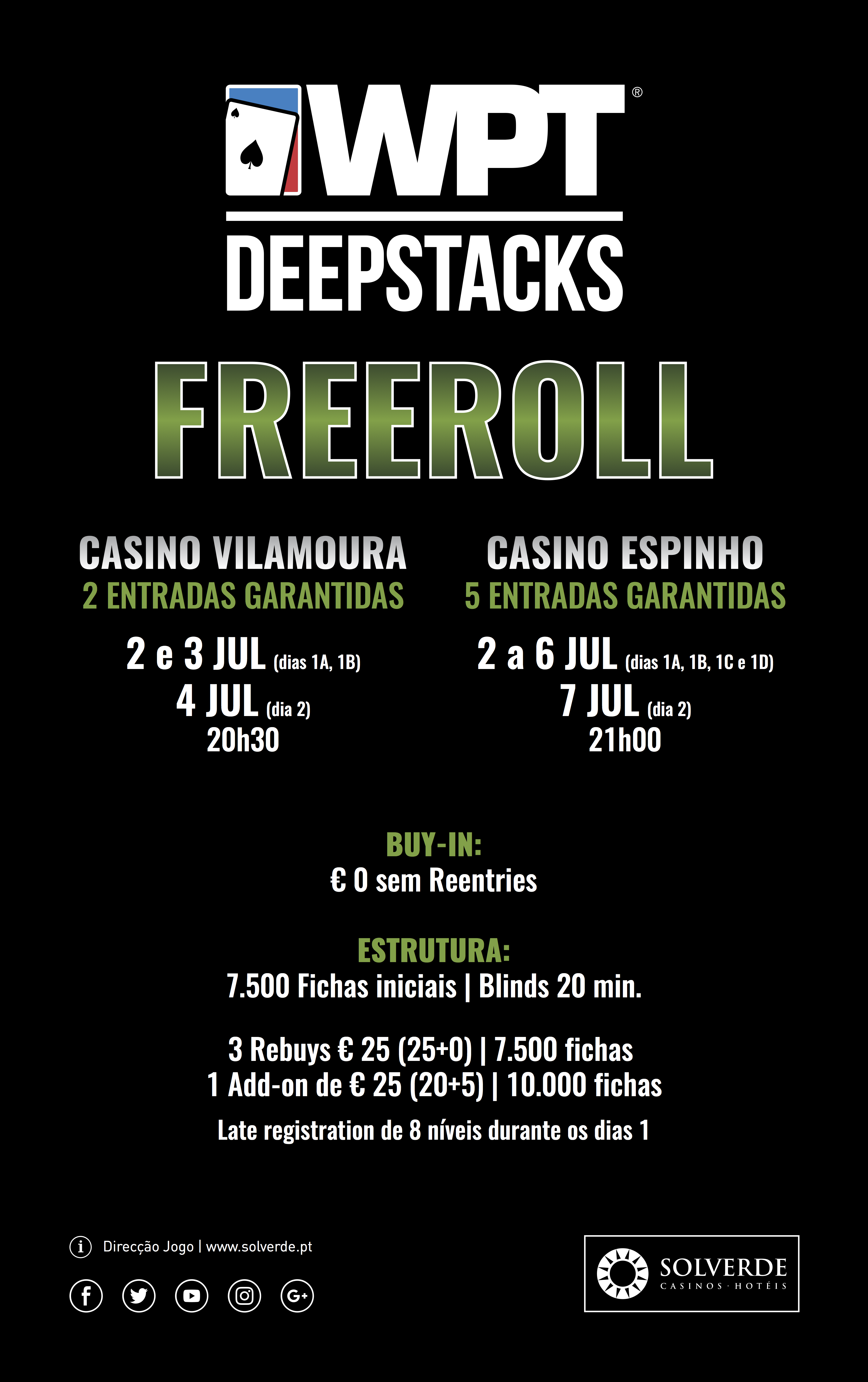 Freeroll para o WPTDeepStack distribui 5 entradas em Vilamoura 101