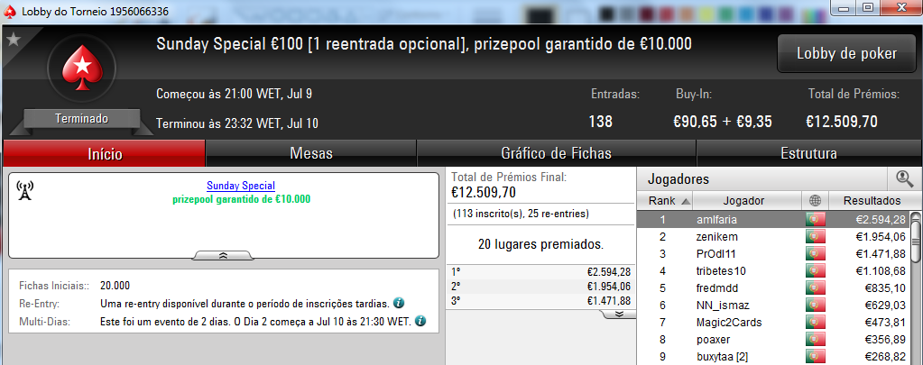 Amlfaria Conquista o Sunday Special €100 e Seabraking o Sunday Storm €10 & Mais 101