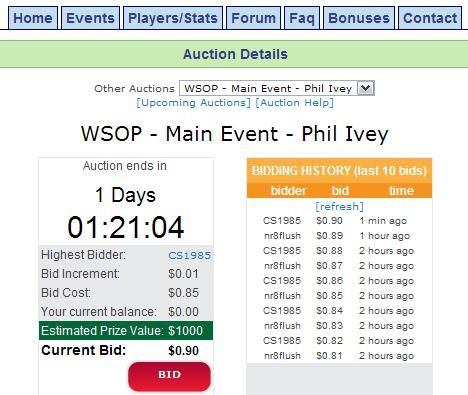 ChipMeUp Auctions: An Equivalent 'Piece of Ivey' at the 2009 WSOP 101