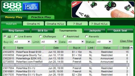 888 Poker levererar en exklusiv 0 PokerNews freeroll 101