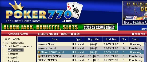 0 Cash Freeroll Series at Poker770 Open to All! 101