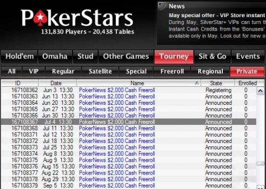 Freeroll-uri de .000 Cash săptămânal la PokerStars! 101