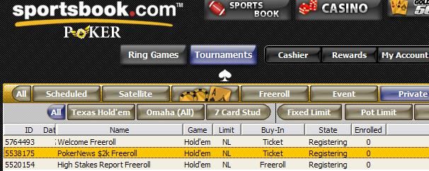 K Cash Freeroll at Sportsbook! 101