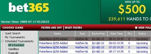 扑克新闻网8月最后的250美元比赛将在bet365 Poker很快开始. 101