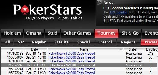 Los freerolls de Pokerstars de 2.000$ en cash se extienden hasta Diciembre 101