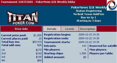 ,000 Μετρητά Freeroll Σειρά Τώρα στο Titan Poker 101