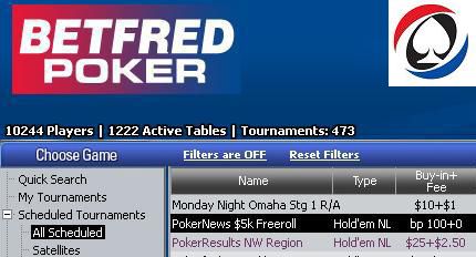 Betfred Poker lobby – PokerNews $5k freeroll