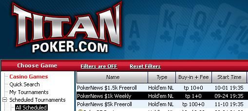 Dnes k Freeroll od Titan pokeru 101