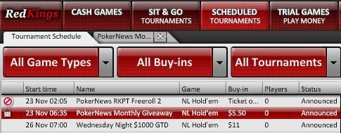 RedKings lobby - PokerNews Giveaway turnering