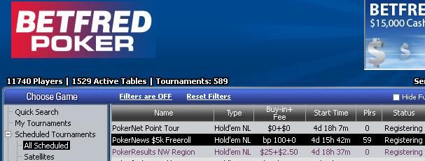 k Cash Freerolls from Betfred 101