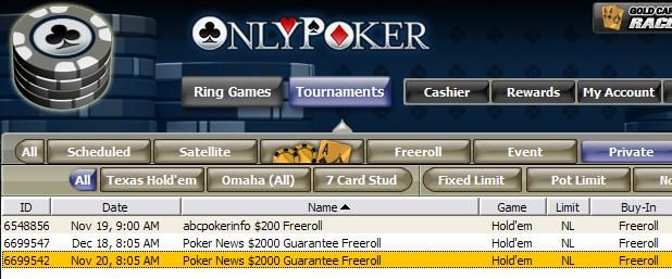 ,000 Cash Freeroll from OnlyPoker 101