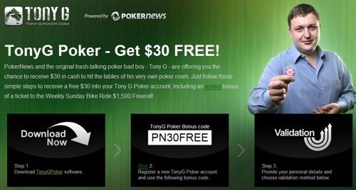 bez nutnosti vkládat peníze na Tony G Poker 101