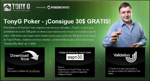¡Increíble nueva oferta de 30$ de Tony G Poker, exclusiva en PokerNews! 101