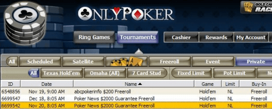 Freeroll exclusivo de OnlyPoker con 2.000$ en premios 101